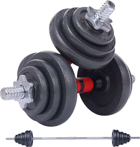 Adjustable Dumbbells, Barbell Weight Set, Dumbbell Set, Weights Adjustable 22/33/44/66/105 Lbs Home Gym 2 in 1, Anti-Slip Handle, All-Purpose, Office, Fitness