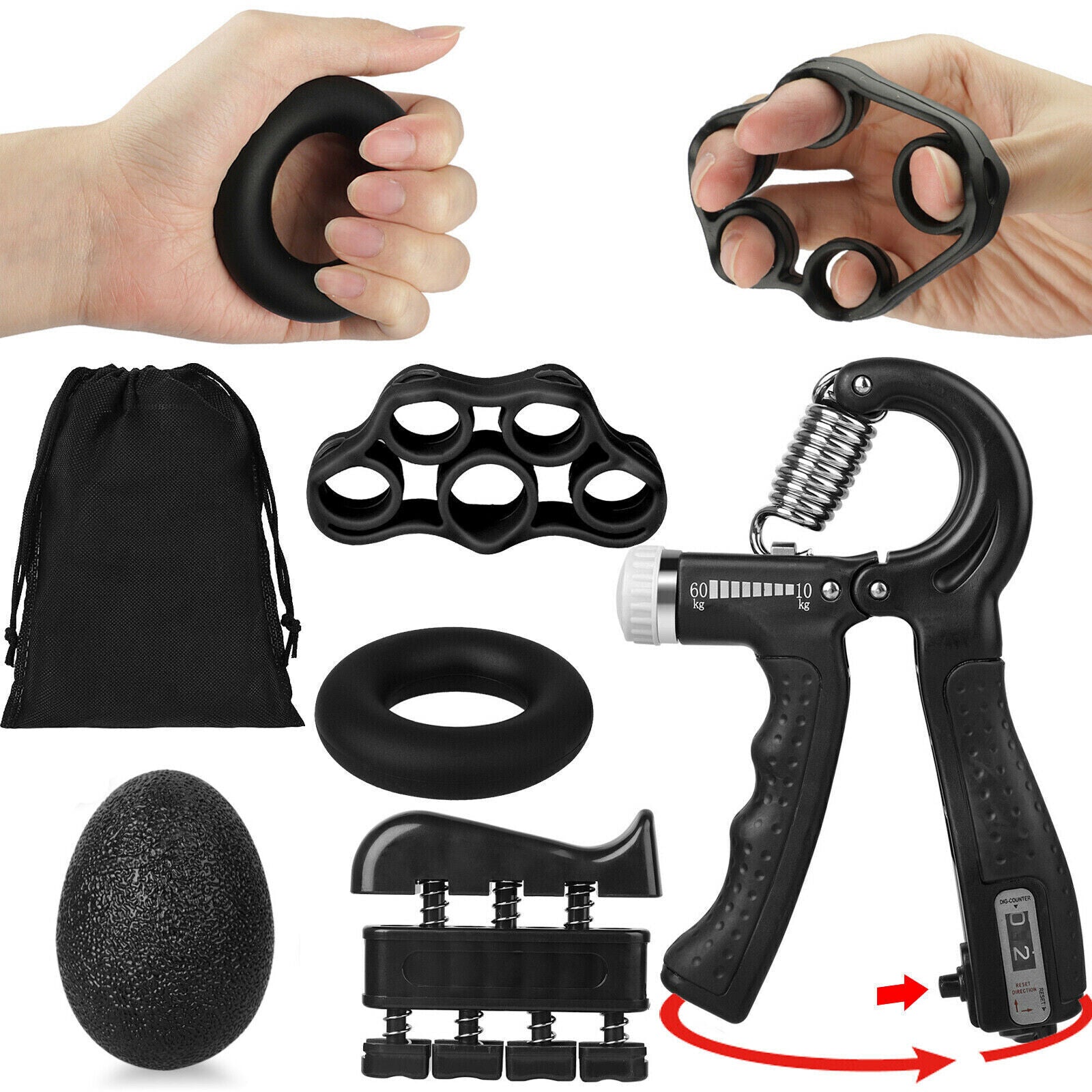 Hand Grip Strengthener Gripper Finger Exerciser Forearm Trainer Resistance Band