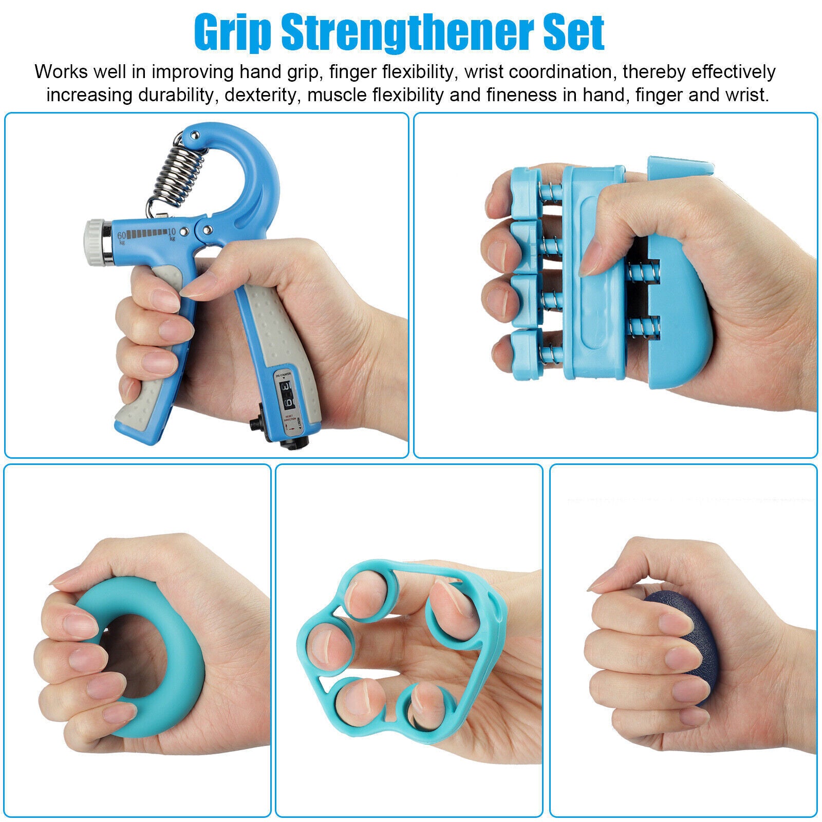 Hand Grip Strengthener Gripper Finger Exerciser Forearm Trainer Resistance Band